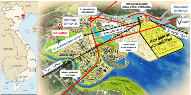 베트남 하이퐁시 남딘부항 복합물류센터 위치도사진해양수산부