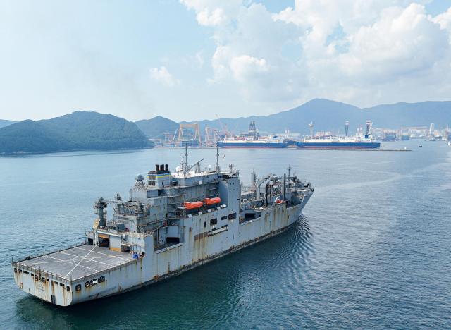 The 40000-ton dry-cargo ship Wally Schirra entering Hanwha Ocean Cos Geoje site for maintenance Sept 3 2024 Courtesy of Hanwha Ocean