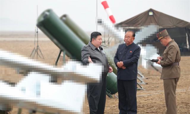 The Korea Central News Agency says that North Korean leader Kim Jong-un guided a test of suicide drones on Nov 14 2024