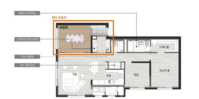 2024 굿디자인 어워드에서 브론즈 상을 수상한 롯데건설의 신평면 엔터라운지 사진롯데건설