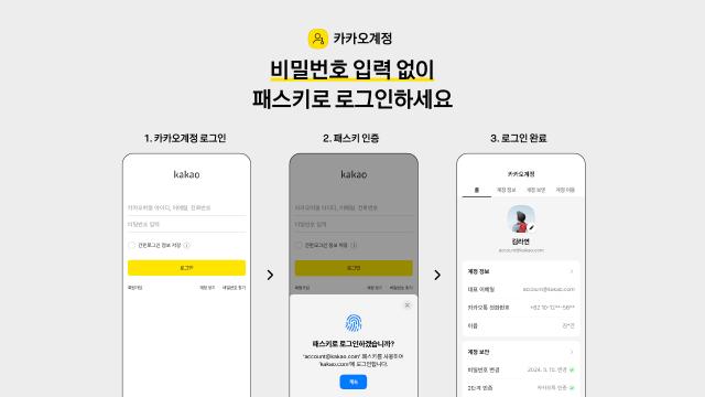 카카오는 카카오계정에 새로운 로그인 방식인 패스키를 적용했다 사진카카오