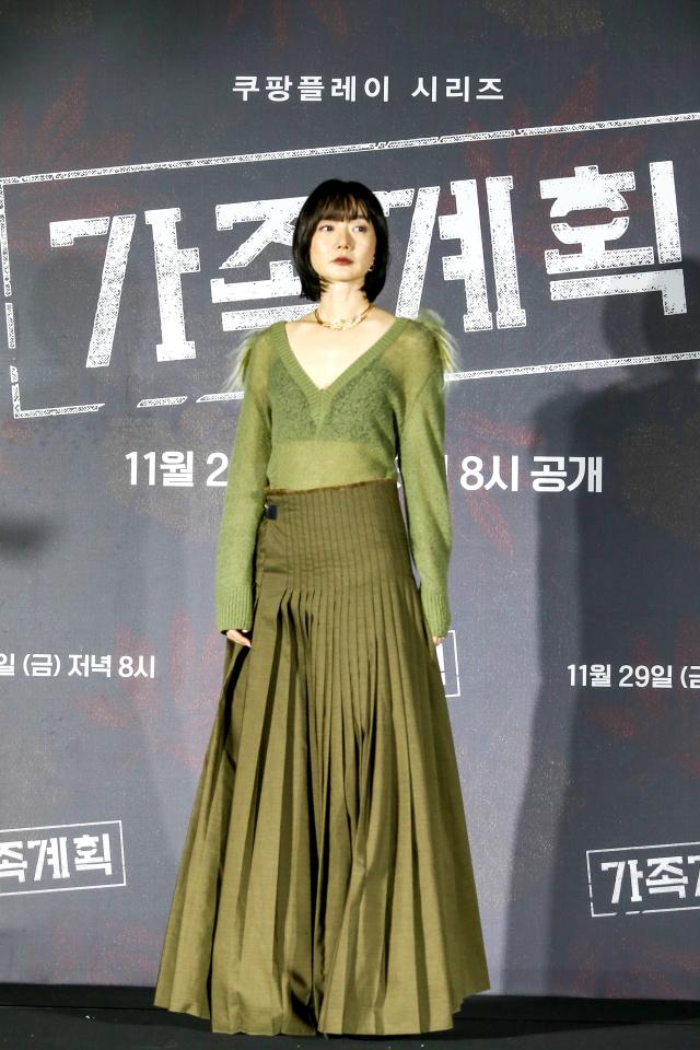 Actress Bae Doona poses for photographs during a press conference for the series Family Matters in Seoul on Nov 26 2024 AJP Kim Dong-woo