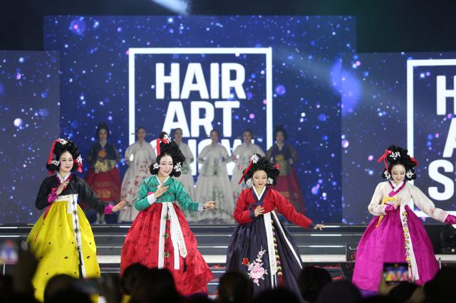 Models perform Hair Art Show during the beauty arts field competition Seoul Nov 26 2024 AJP Han Jun-gu