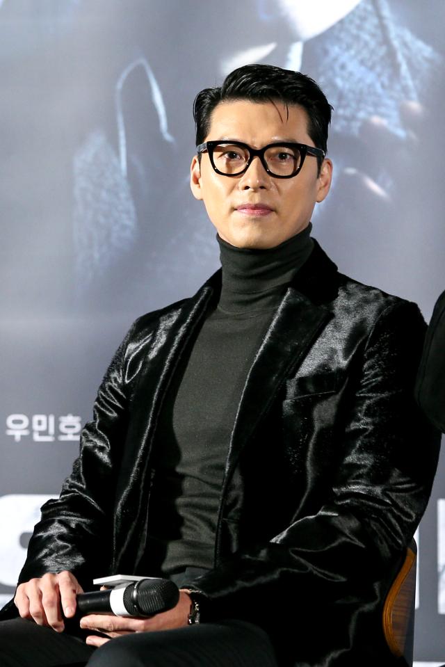 Actor Hyun Bin speaks during a production presentation for the film Harbin in Seoul on Nov 27 2024 AJP Kim Dong-woo