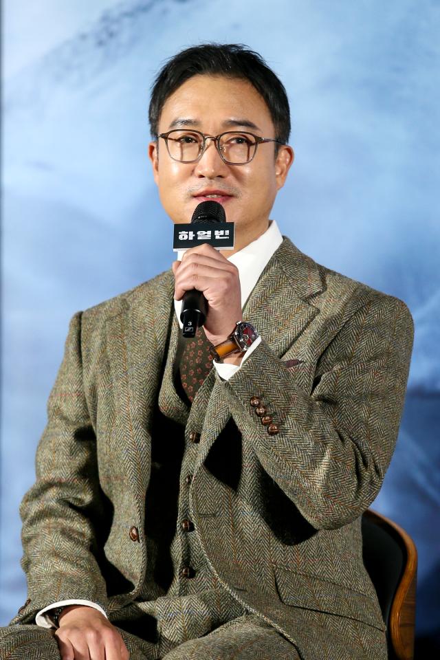 Actor Jo Woo-jin speaks during a production presentation for the film Harbin in Seoul on Nov 27 2024 AJP Kim Dong-woo