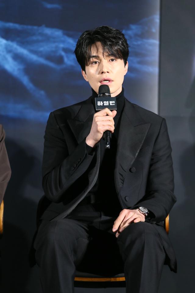 Actor Lee Dong-wook speaks during a production presentation for the film Harbin in Seoul on Nov 27 2024 AJP Kim Dong-woo