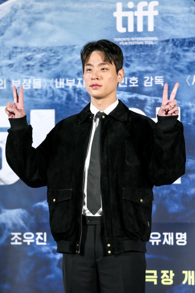 Actor Park Jung-min poses for a photo during a production presentation for the film Harbin in Seoul on Nov 27 2024 AJP Kim Dong-woo