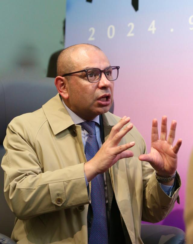 Colombian Ambassador to Seoul Alejandro Pelaez Rodriguez speaks during an interview in central Seoul on Nov 21 2024 AJP Han Jun-gu