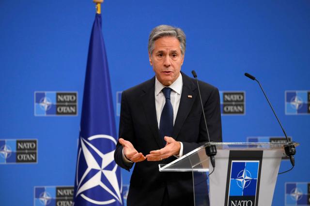 US Secretary of State Antony Blinken gives a press conference during a NATO North Atlantic Treaty Oganization Foreign Ministers meeting at the NATO headquarters in Brussels Dec 4 2024 AFP-Yonhap