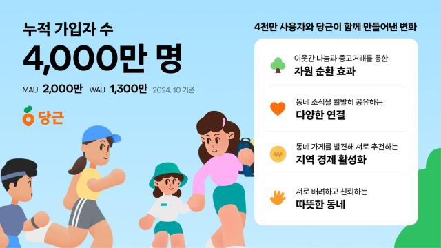 당근 누적 가입자 수 4000만 명 달성 사진당근마켓