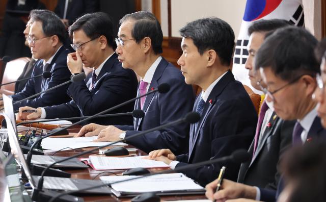 한덕수 국무총리 겸 권한대행이 지난 10일 서울 종로구 정부서울청사에서 열린 국무회의에서 발언하고 있다 사진연합뉴스