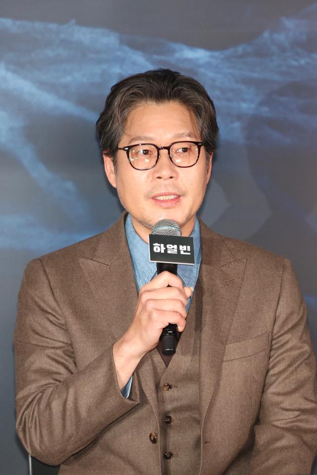 Actor Yoo Jae-myung talk at a press conference for Harbin at CGV in Yongsan Seoul Dec 18 2024 AJP Han Jun-gu