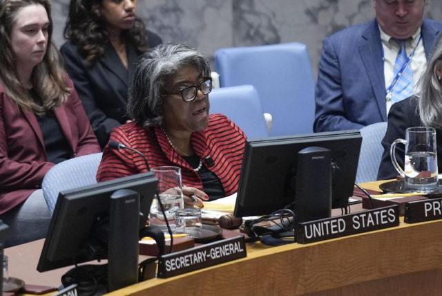 US Ambassador to the United Nations Linda Thomas-Greenfield speaks during a Security Council meeting at United Nations headquarters in New York on Dec 18 2024 AP-Yonhap