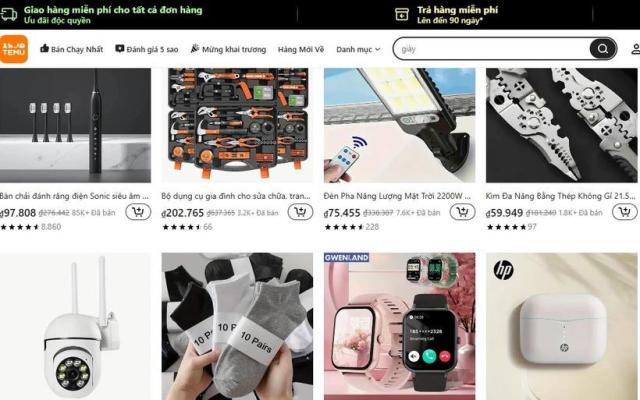 전자상거래 플랫폼 테무에서 팔리고 있는 일부 상품들 사진베트남통신사