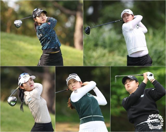 2024 시즌 3승으로 다승왕을 받은 5명의 선수들 사진KLPGA