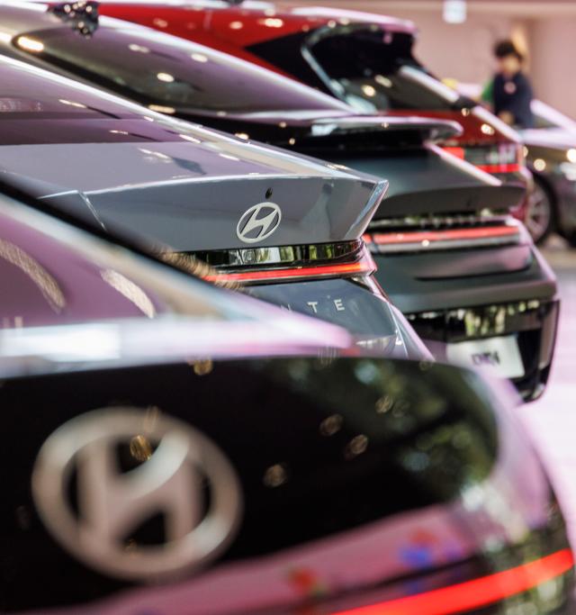 Hyundai Motor Company vehicles on display in a Hyundai Motor Studio Courtesy of Hyundai Motor Group