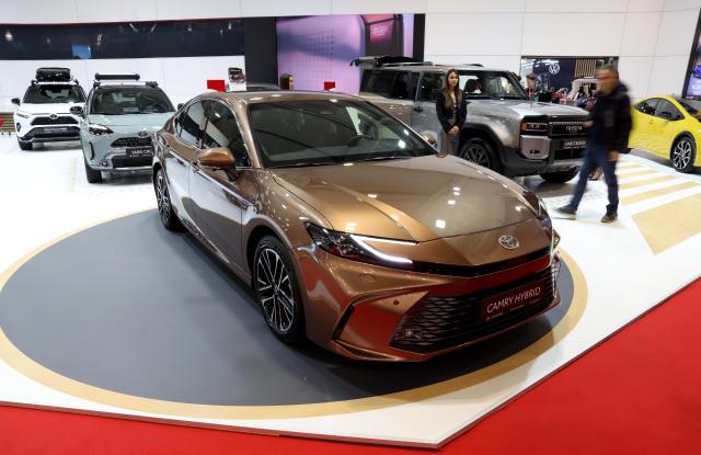 Toyota Motor vehicles at display during the media day of the International Sofia Motor Show 2024 in Sofia Bulgaria Oct 18 2024 EPA-Yonhap