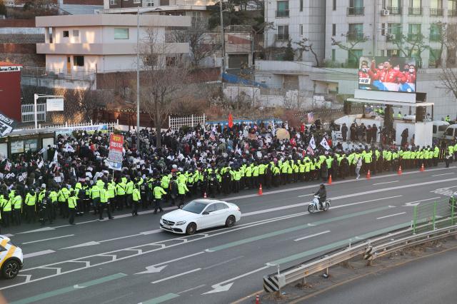 A protest takes place near the presidential residence in Hannam-dong Seoul Jan 2 2024 AJP Han Jun-gu