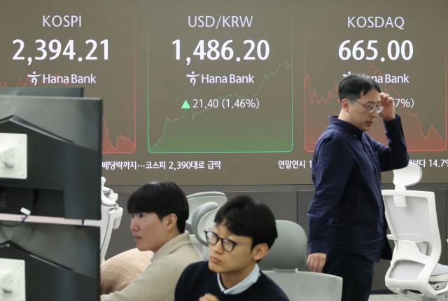 지난달 27일 원·달러 환율이 장중 1480원대를 돌파한 서울 중구 하나은행 본점 딜링룸 현황판 사진연합뉴스