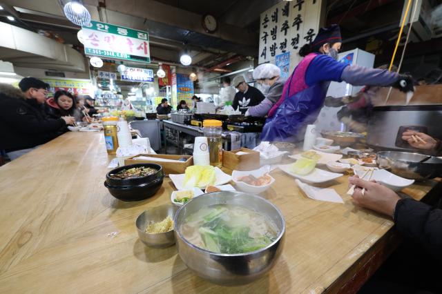 Kalguksu noddle soup at Kyungdong Market Han Jun-gu