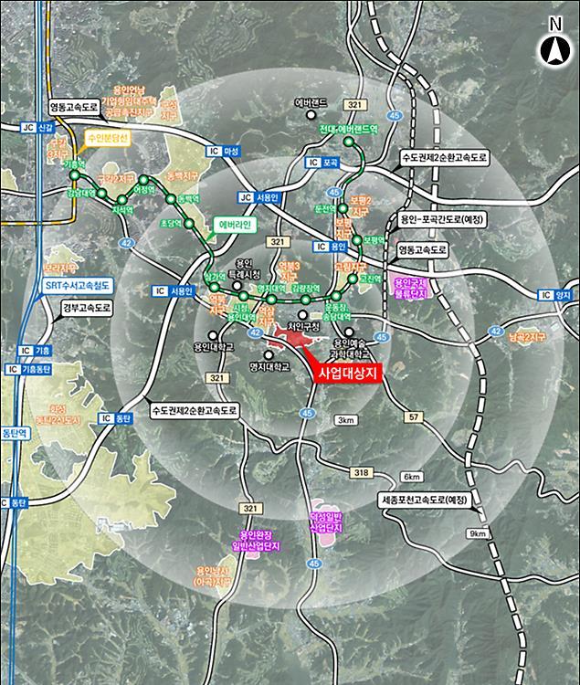 용인중앙공원 공급촉진지구 위치도사진용인시
