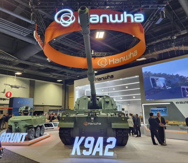 A K9A2 Thunder self-propelled howitzer on display at a convention held in Washington Oct 15 2024 Yonhap