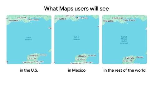 구글 맵의 멕시코만 표기 변경 사진구글 블로그 캡처