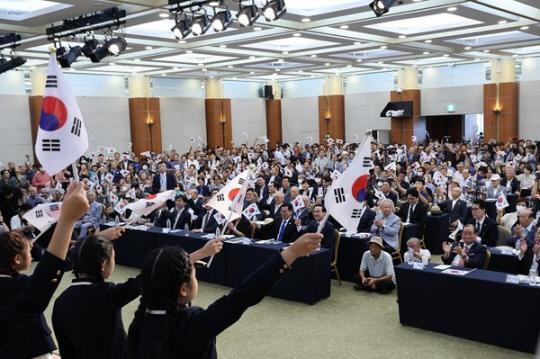 광복회 주최 제79주년 8·15 광복절 기념식이 서울 용산구 효창공원 내 백범김구기념관에서 열리고 있다사진연합뉴스
