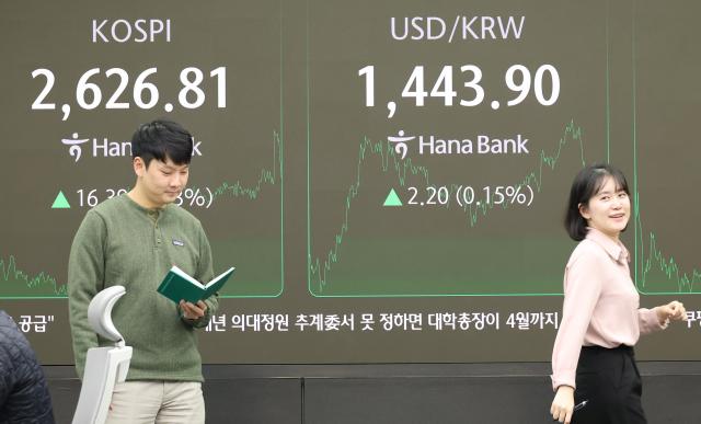 18일 오후 서울 중구 하나은행 본점 딜링룸 현황판에 코스피 원달러 환율 종가가 표시돼 있다 사진연합뉴스