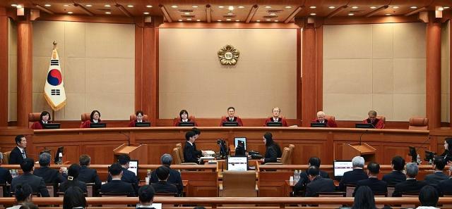 The final hearing of President Yoon Suk Yeol’s impeachment trial is underway at the Constitutional Court in central Seoul on Feb 25 2025 Yonhap