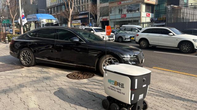 지난 28일 서울 강남구에서 배달 중인 딜리 사진 박연수 기자