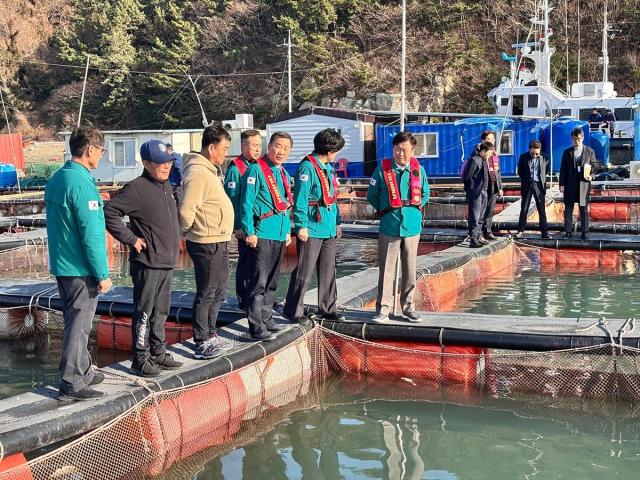 정기명 여수시장이 양식어류 집단 폐사 피해 현장을 방문해 피해 대응 상황을 점검했다 사진여수시