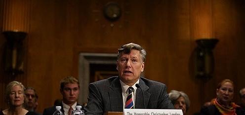 Christopher Landau speaks at a US Senate Foreign Relations Committee hearing on his nomination to be Deputy Secretary of State in Washington DC on Mar 4 2025 AFP-Yonhap