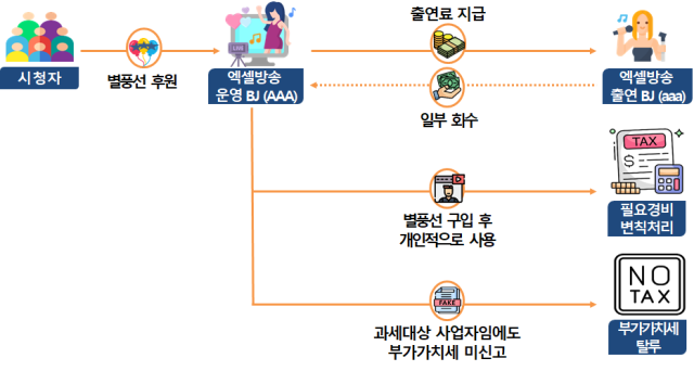 BJ에 고액의 출연료를 지급한 것처럼 위장하고 부가가치세를 미신고해 세금을 탈루한 엑셀방송 사례자료국세청