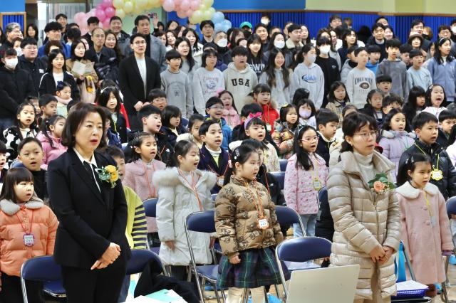 The entrance ceremony takes place at Ahyun Elementary School in Mapo Seoul Oct 4 2024 AJP Han Jun-gu