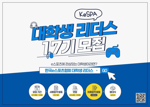 한국e스포츠협회가 KeSPA 대학생 리더스 17기를 모집한다 사진한국e스포츠협회