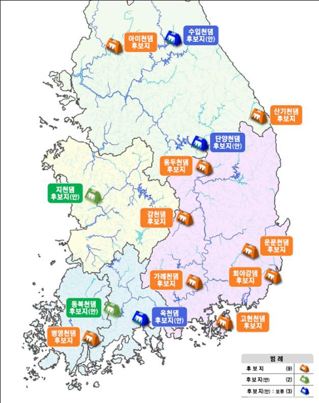 기후대응댐 14곳 위치도 사진경상북도