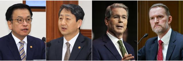 왼족부터 최상목 부총리 안덕근 산자부 장관 미국 스콧 베선트 재무장관 제이미슨 그리어 무역대표부USTR 대표 사진연합뉴스
