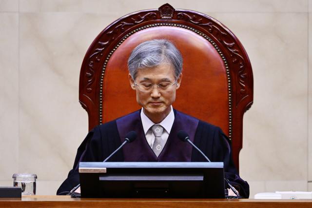조희대 대법원장이 1일 서울 서초구 대법원에서 열린 더불어민주당 이재명 대선 후보의 공직선거법 위반 사건 상고심 선고에 참석해 있다사진연합뉴스