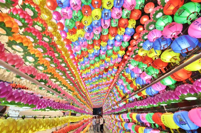 Jogyesa Temple awash in vibrant lanterns in Seoul on May 4 2025 in preparation for the upcoming celebration of Buddhas Birthday AJP Han Jun-gu