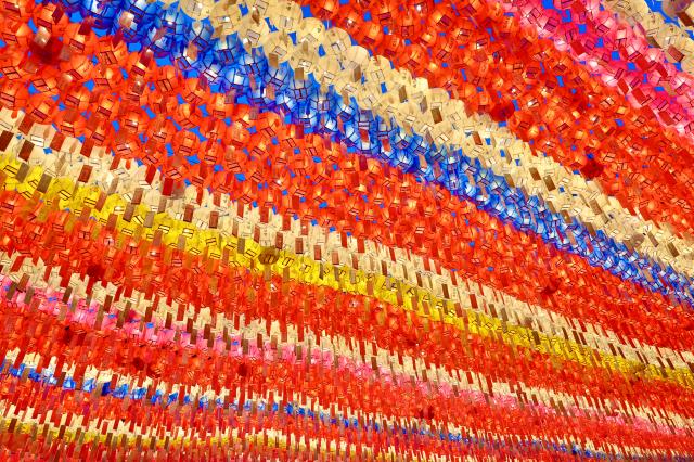 Jogyesa Temple awash in vibrant lanterns in Seoul on May 4 2025 in preparation for the upcoming celebration of Buddhas Birthday AJP Han Jun-gu