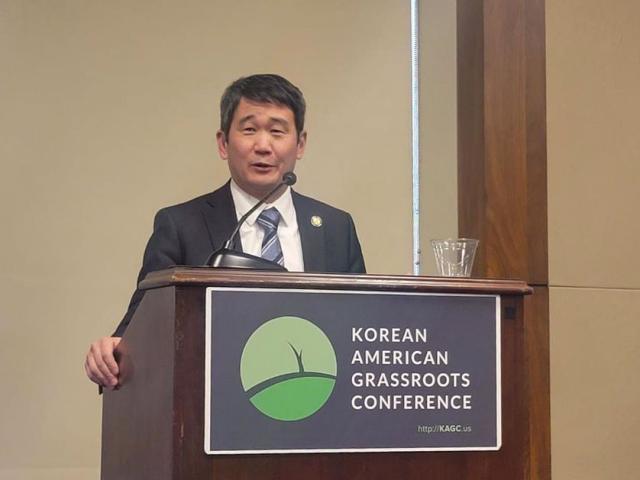발언하는 데이브 민 미 연방 하원의원사진연합뉴스