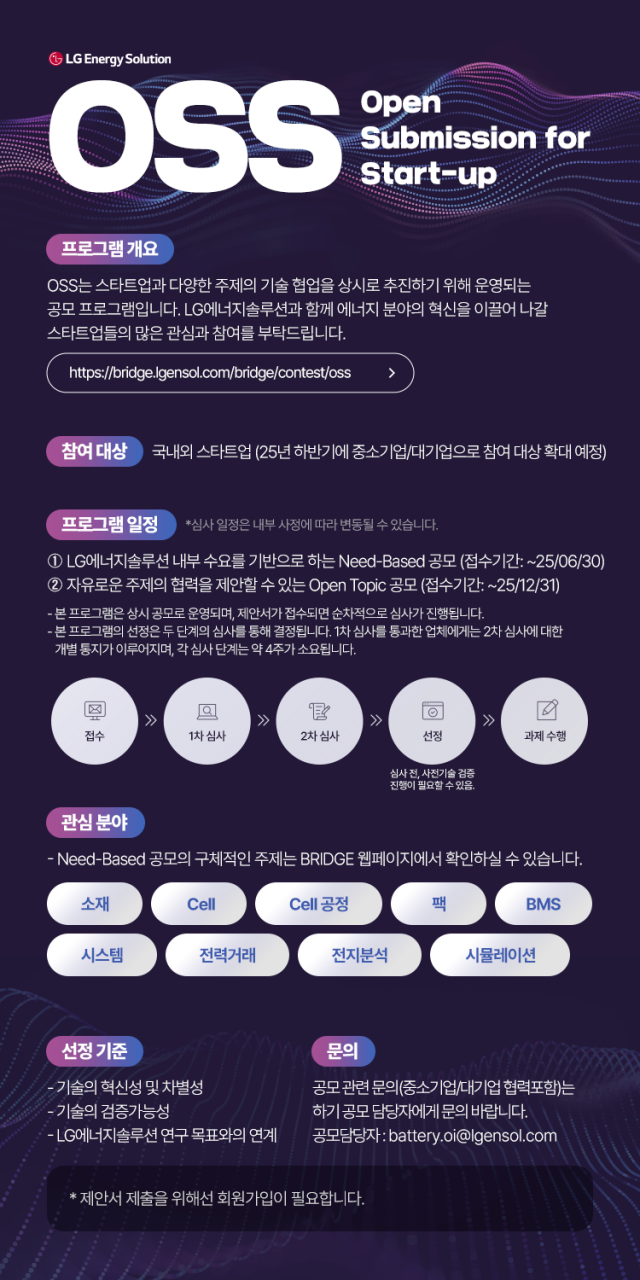 LG에너지솔루션 OSS 프로젝트 공모포스터 LG에너지솔루션