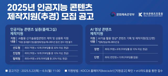인공지능 콘텐츠 제작 지원 사업 공모 안내