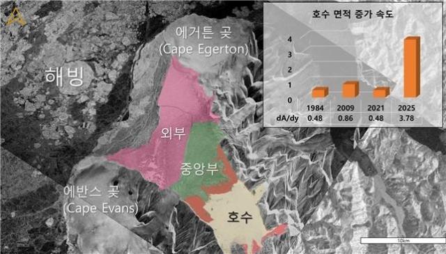 밀른 빙붕의 호수 면적 확장 영상 사진KAIST 제공