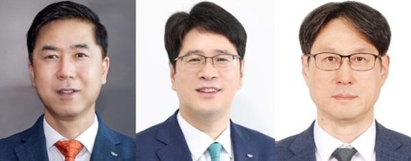 왼쪽부터 이주영 신용보증기금 신임 전무이사 김승관 상임이사 이영우 상임이사 사진신보