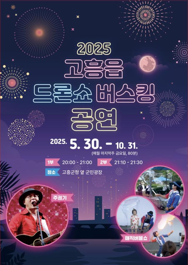 2025 고흥읍 드론쇼 버스킹 공연 포스터 사진고흥군