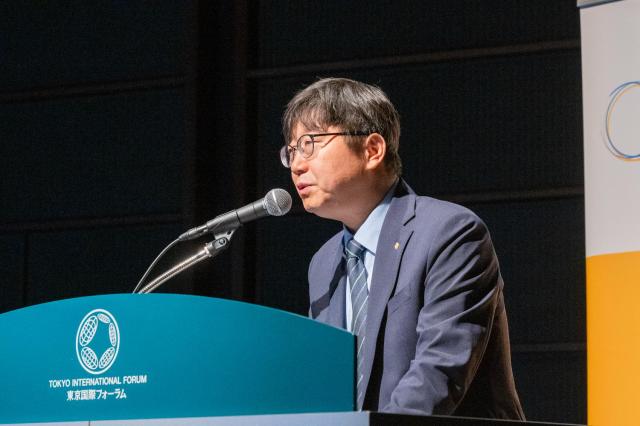 박상원 금융보안원장이 27일 일본 도쿄 도쿄국제포럼에서 열린 ‘일본 금융ISAC 연례 콘퍼런스’에 참석해 발언하고 있다 사진금융보안원