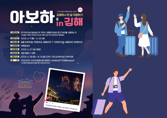 김해시는 6월 9일부터 20일까지 ‘아보하 in 김해’ 2차 참가자를 모집한다사진김해시