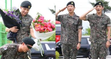 [슬라이드 포토] RM·뷔, 눈부신 복귀... 전역 현장 모아보기